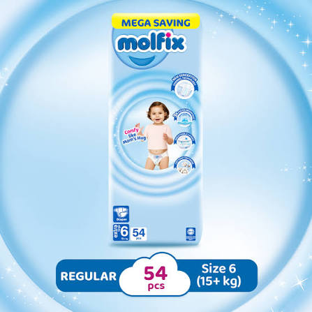Molfix Baby Diapers CC UV Mega Pack size Extra Large 54Pcs 6NO