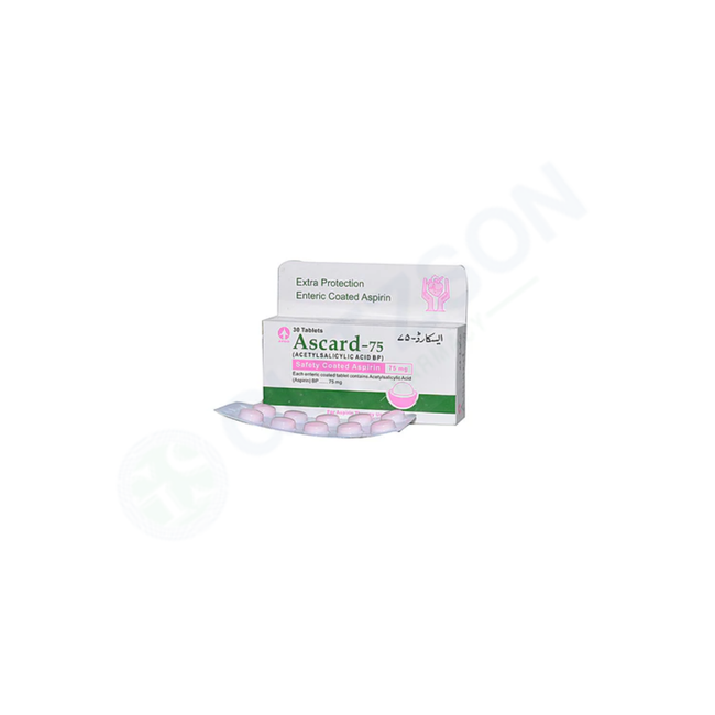 Ascard Tablets 75mg (1 Strip = 10 Tablets) Hover Image