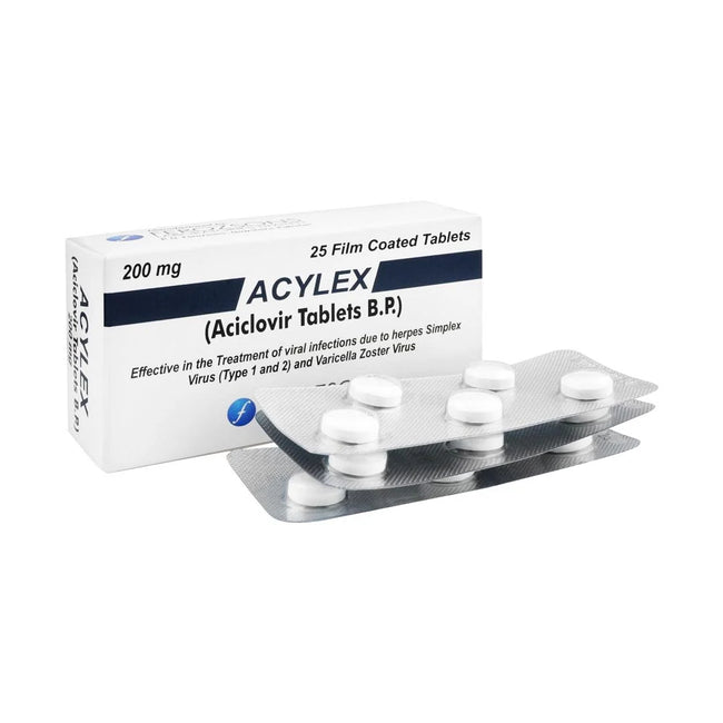 Acylex Tablets 200mg (1 Strip = 5 Tablets)=25s Hover Image