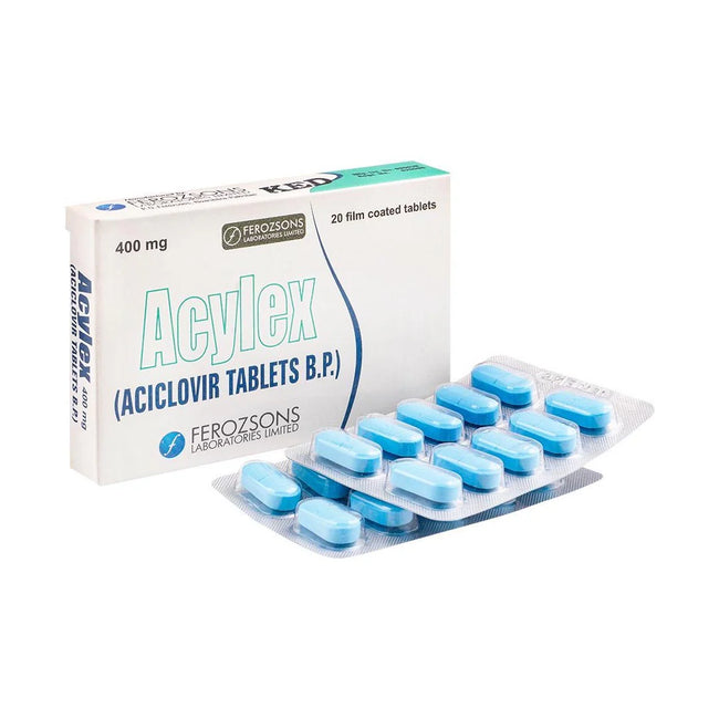 Acylex Tablets 400mg (1 Strip = 10 Tablets) Hover Image