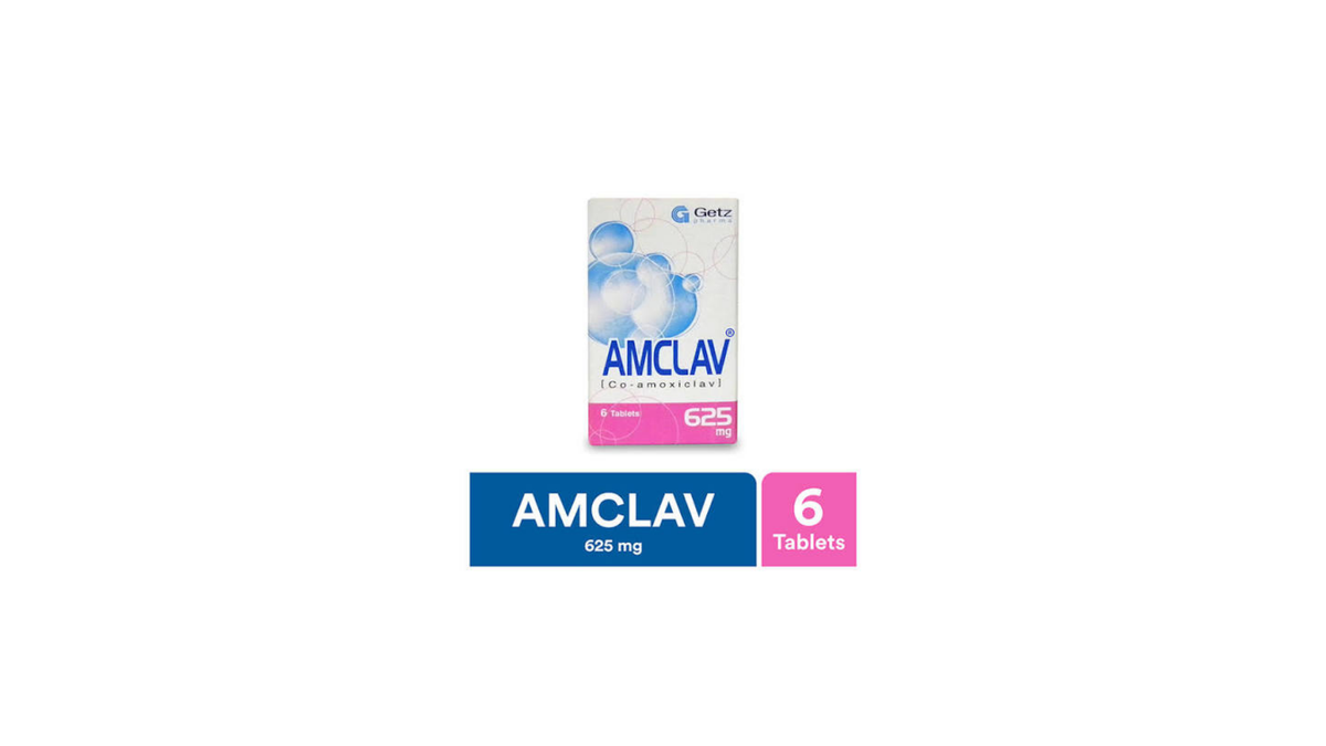 Amclav Tablets 625mg (1 Bottle = 6 Tablets)