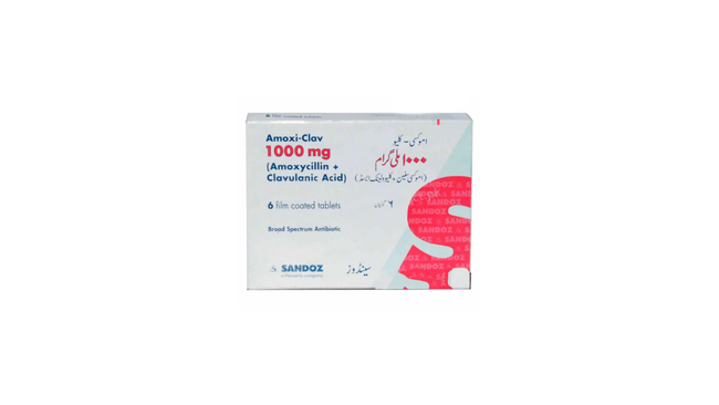 Amoxi-Clav Tablets 1g (1 Box = 1 Strip)(1 Strip = 6 Tablets) Hover Image