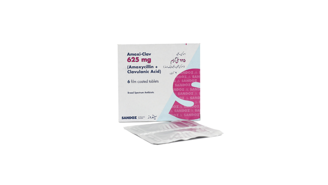 Amoxi-Clav Tablets 625mg (1 Box = 2 Strips) (1 Strip = 3 Tablets) Hover Image
