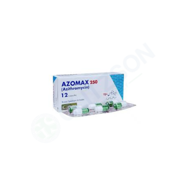 Azomax 250 Capsules 250mg (1 Box = 2 Strips) (1 Strip = 6 Capsules) Hover Image