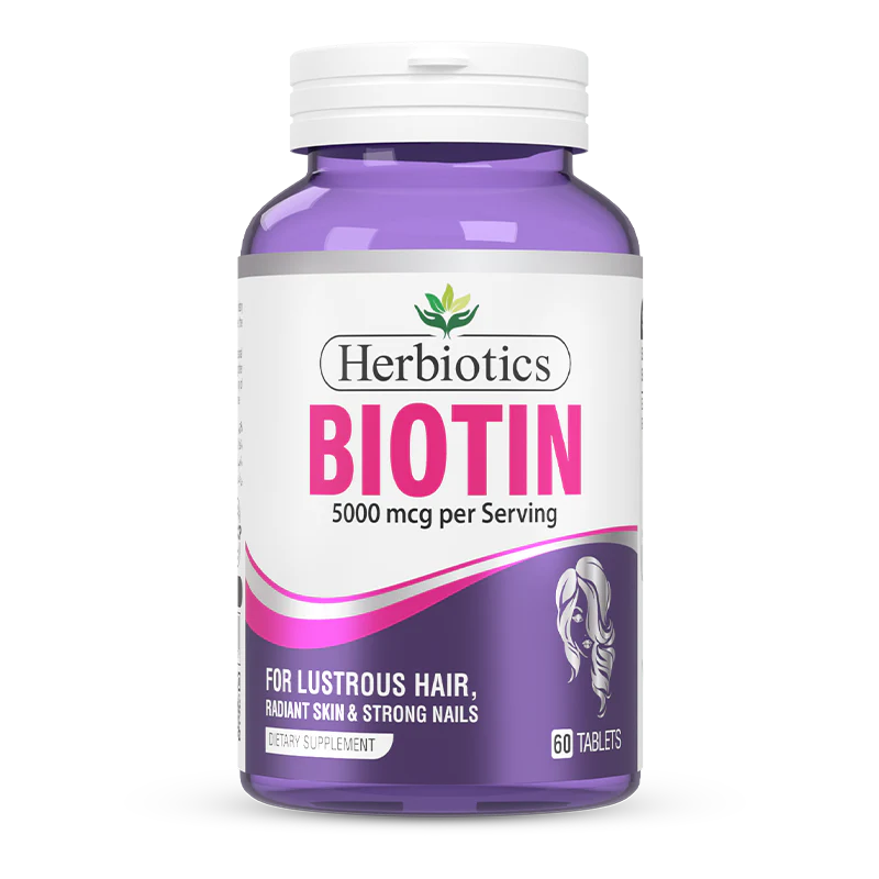 Herbiotics Biotin Tablets 5000mcg (1 Bottle = 60 Tablets)