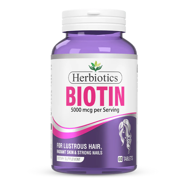 Herbiotics Biotin Tablets 5000mcg (1 Bottle = 60 Tablets) Hover Image