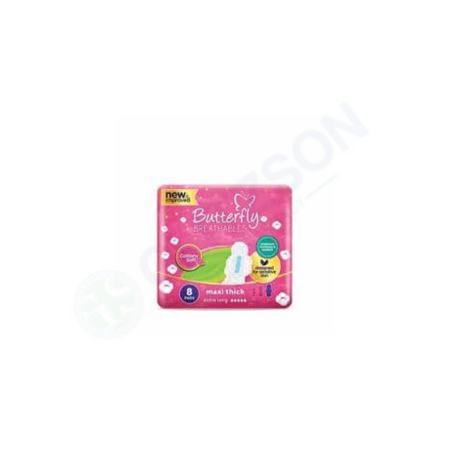 Butterfly Breathables Maxi Thick Cottony Sanitary Pads 8Pcs Hover Image
