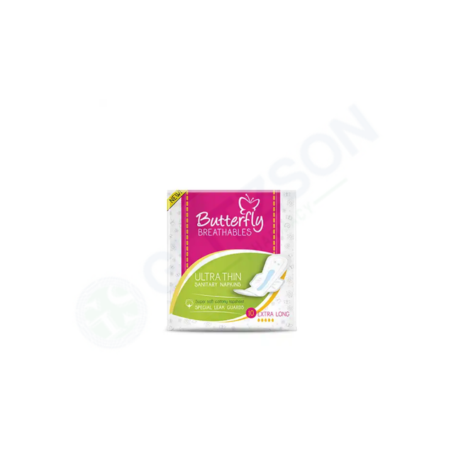 Butterfly Breathables Ultra-Thin Cottony Sheet Sanitary Pads Extra Long 10 Pcs Hover Image