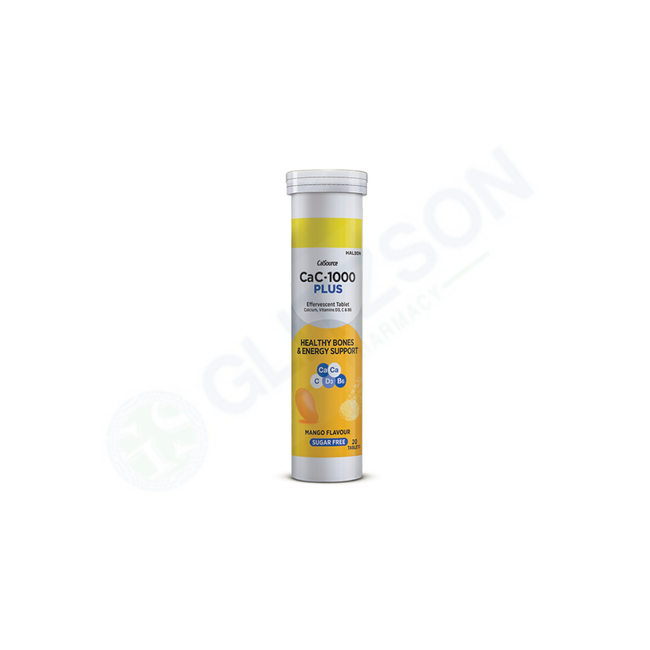 Cac-1000 Plus Mango (Sugar Free) Effervescent Tablets (1 Bottle = 20 Tablets) Hover Image