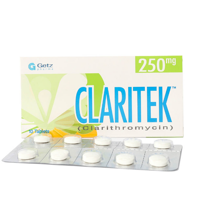 Claritek Tablets 250mg (1 Box = 1 Strip)(1 Strip = 10 Tablets) Hover Image