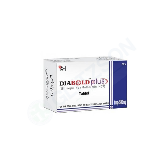 Diabold Plus Tablets 1mg+500mg (1 Strip = 10 Tablets) Hover Image