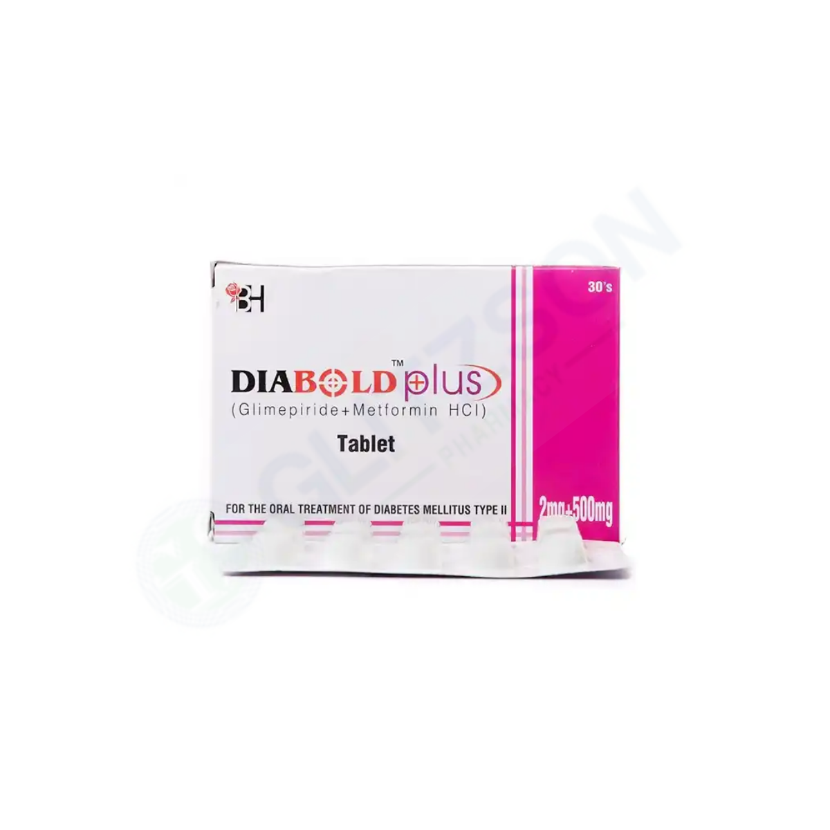 Diabold Plus Tablets 2mg+500mg (1 Strip = 10 Tablets)
