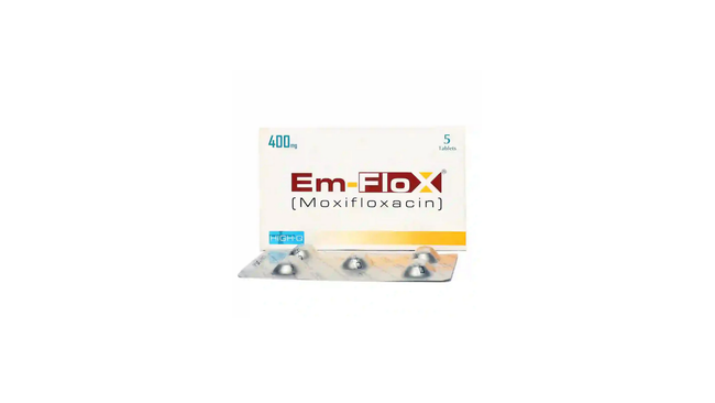 Em-Flox Tablets 400mg (1 Box = 1 Strip) (1 Strip = 5 Tablets Hover Image