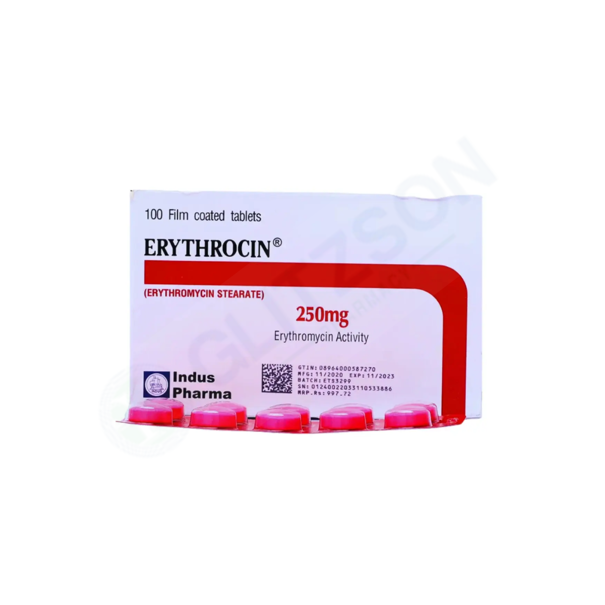 Erythrocin Tablets 250mg (1 Strip = 10 Tablets)