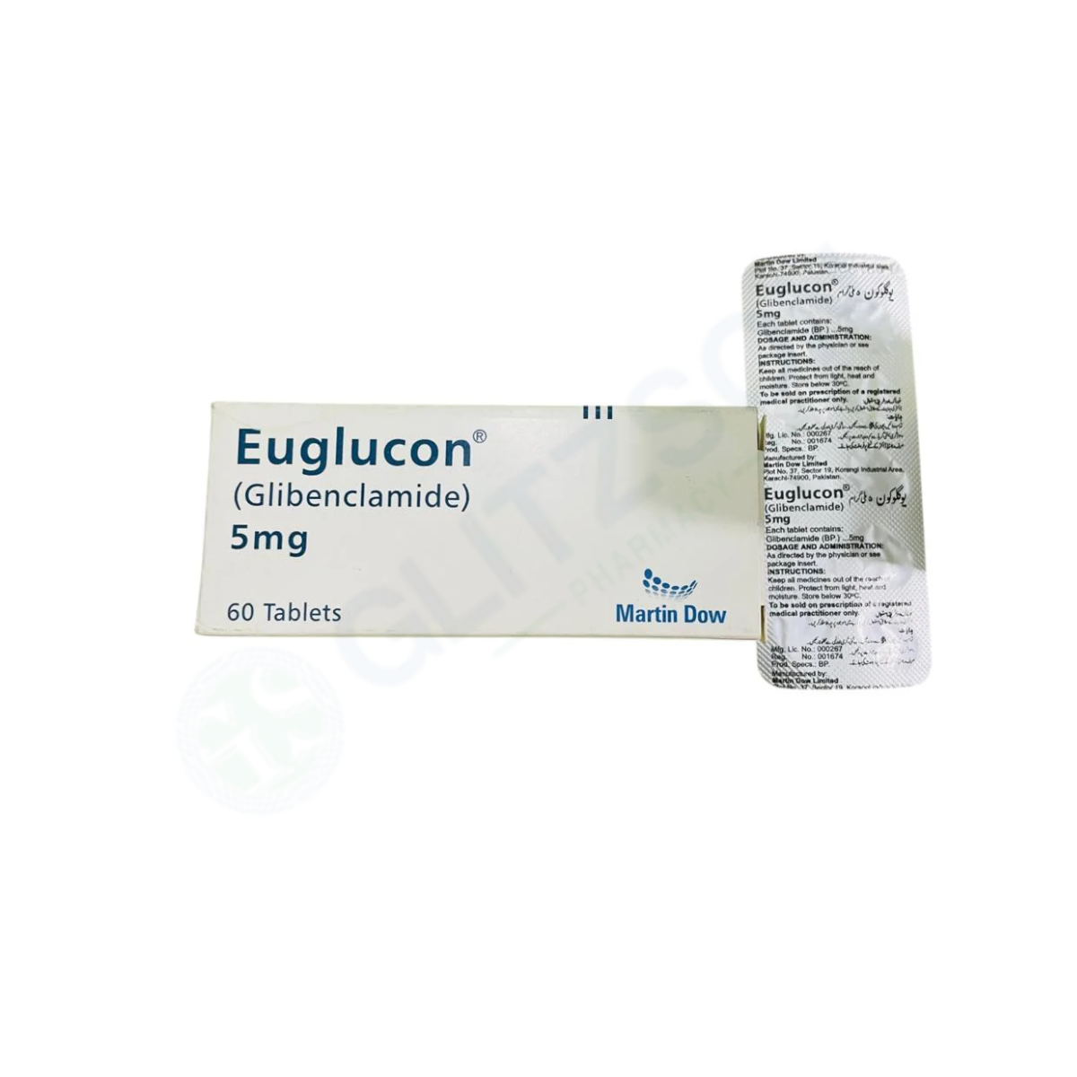 Euglucon Tablets 5mg (1 Strip = 10 Tablets)