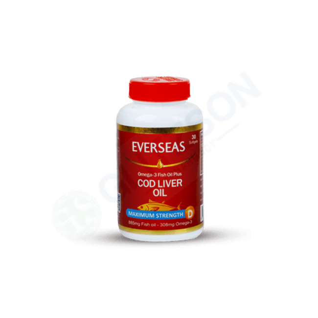 Everseas Omega-3 Maximum Strength Softgels (1 Bottle = 30 Tablets) Hover Image