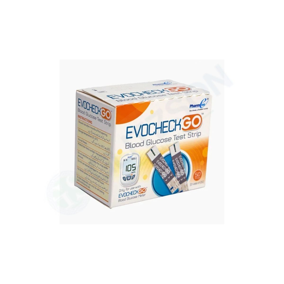 EvoCheck Go Blood Glucose Test Strips (Box = 50 Test Strips)