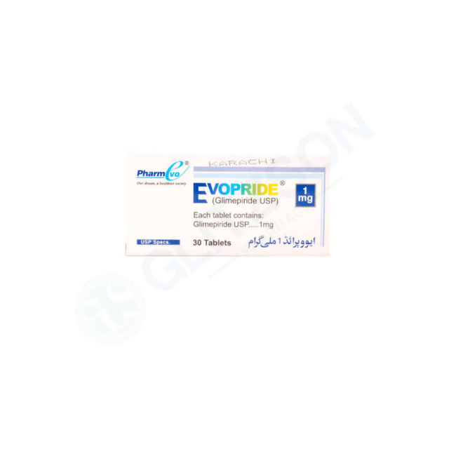 Evopride Tablets 1mg (1 Strip = 10 Tablets) Hover Image