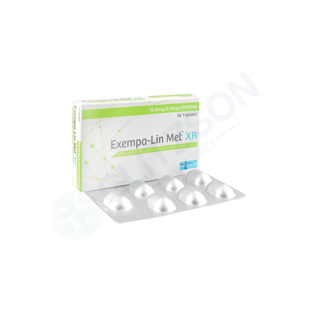 Exempa-Lin Met XR Tablets 12.5mg/2.5mg/1000mg (1 Box = 2 Strips) (1 Strip = 7 Tablets) Hover Image