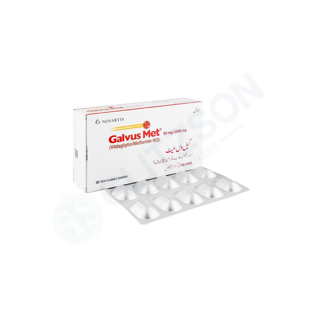 Galvus Met Tablets 50/1000mg (1 Box = 3 Strips) (1 Strip = 10 Tablets) Hover Image