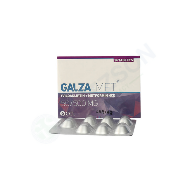 Galza-Met Tablets 50mg/500mg (1 Strip = 7 Tablets) Hover Image