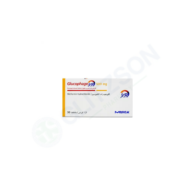 Glucophage-XR Tablets 500mg (1 Box = 3 Strips) (1 Strip = 10 Tablets) Hover Image