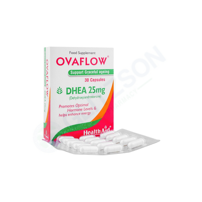Healthaid Ovaflow Dhea Capsules 25mg (1 Box = 30 Capsules) Hover Image