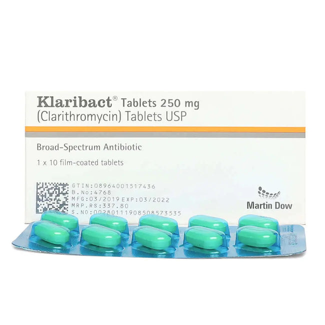 Klaribact Tablets 250mg (1 Box = 1 Strip)(1 Strip = 10 Tablets) Hover Image