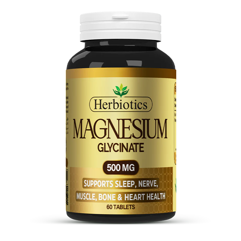 Herbiotics Magnesium Glycinate Tablets 500mg (1 Bottle = 60 Tablets)