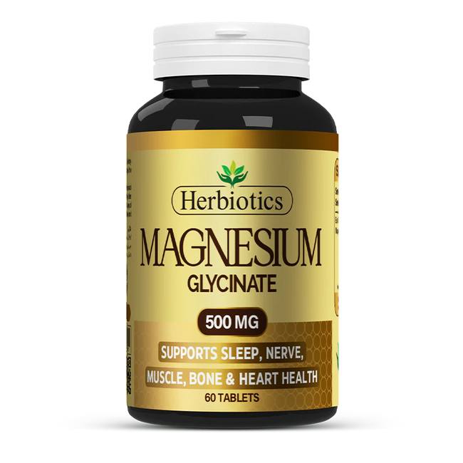 Herbiotics Magnesium Glycinate Tablets 500mg (1 Bottle = 60 Tablets) Hover Image