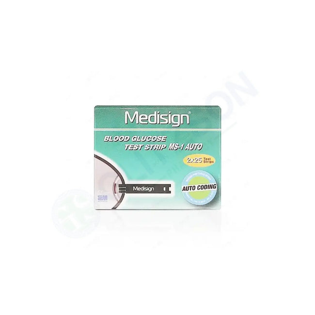 Medisign Blood Glucose Test Strips MS-1 Auto (Box = 50 Test Strips) Hover Image