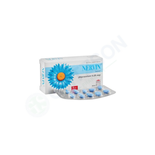 Nervin Tablets 0.25mg (1 Strip = 10 Tablets) Hover Image