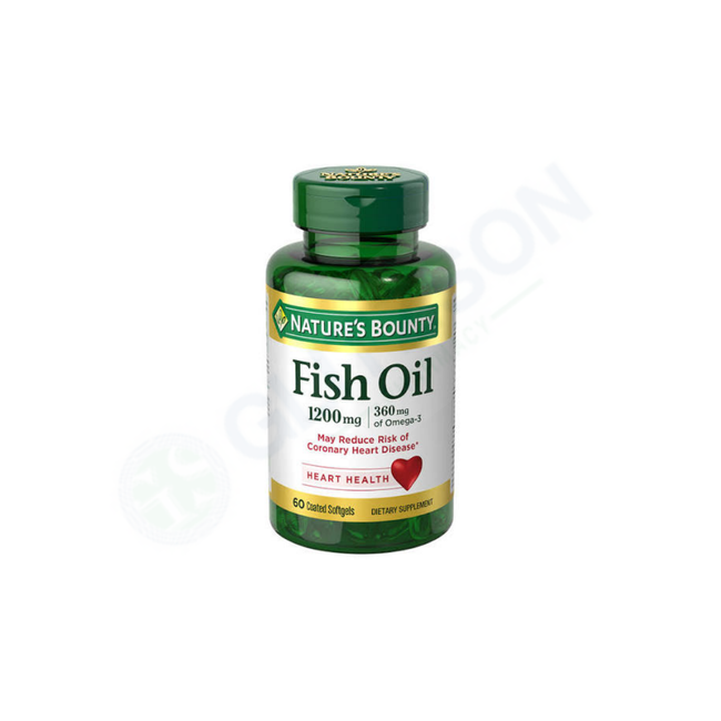 Natures Bounty Fish Oil Softgels 1200mg (1 Bottle = 60 Softgels) Hover Image