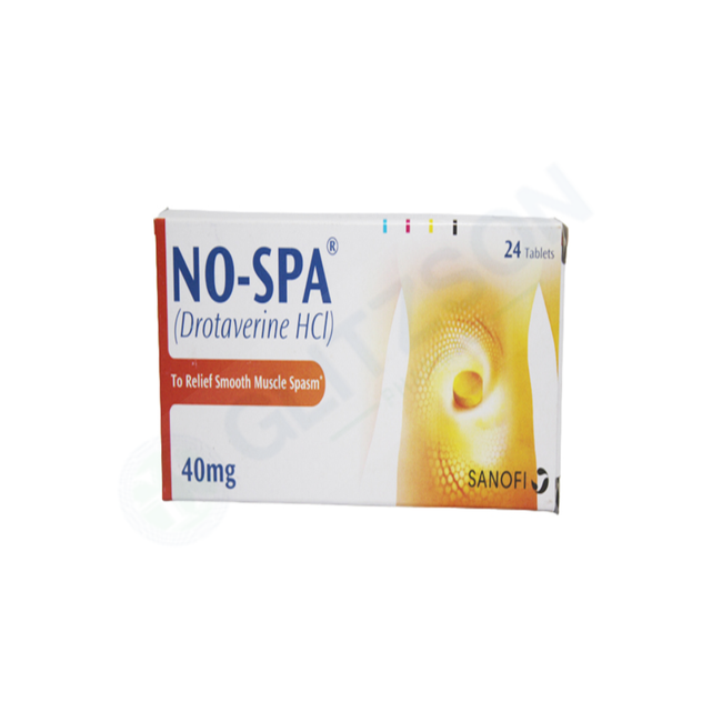 No-Spa Tablets 40mg (1 Box = 1 Strip ) (1 Strip = 24 Tablets) Hover Image