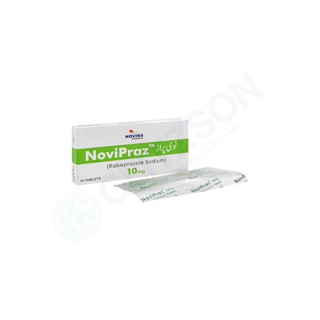 Novipraz Tablets 10mg (1 Box = 1 Strip)(1 Strip = 10 Tablets) Hover Image