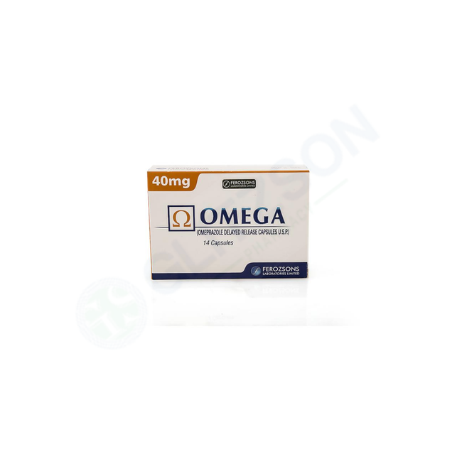Omega Capsules 40mg (1 Strip = 7 Capsules) Hover Image