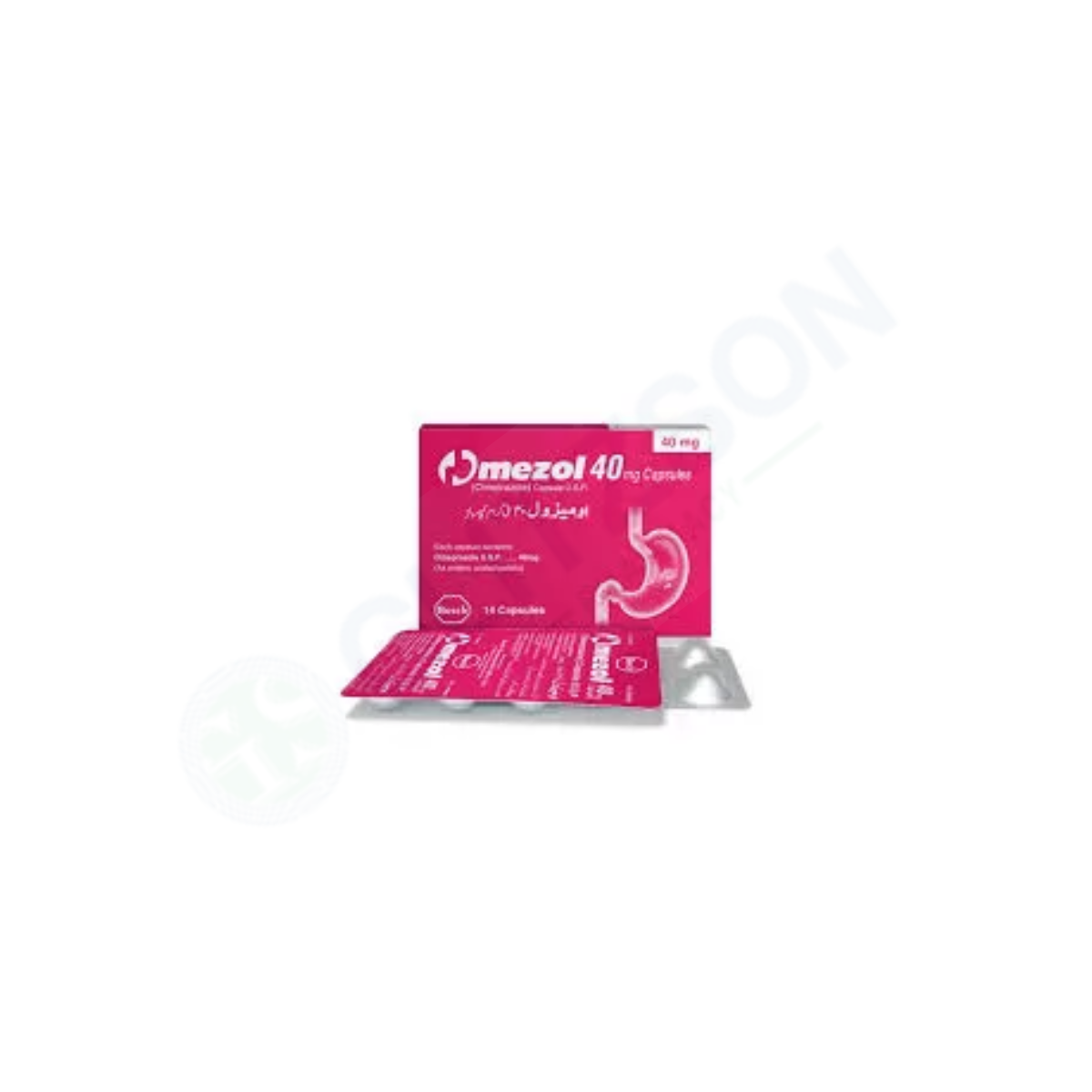 Omezol Capsules 40mg (1 Box = 2 Strips) (1 Strip = 7 Capsules)