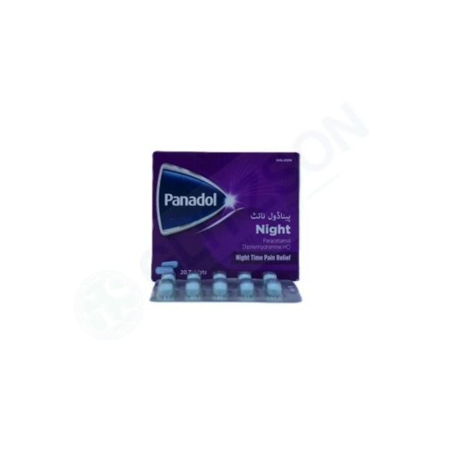 Panadol Night Tablets 500mg+25mg (1 Strip = 10 Tablets) Hover Image