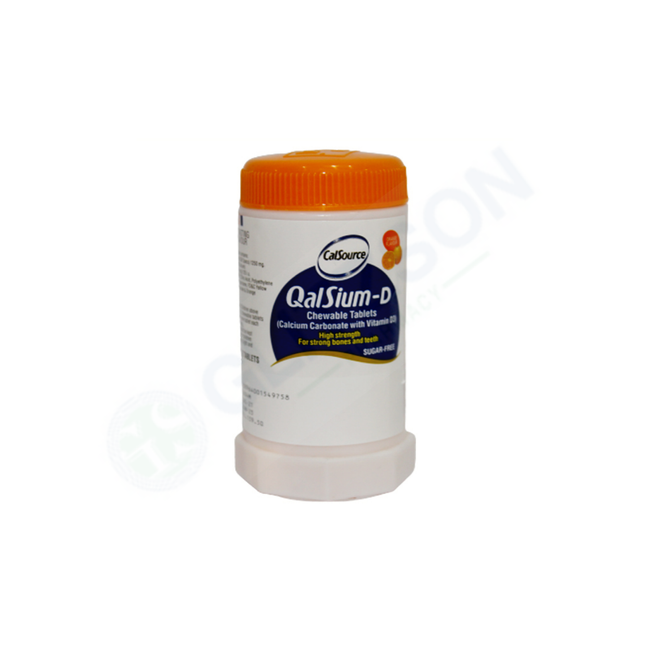 Qalsium-D Orange Flavour Tablets (1 Bottle = 40 Tablets) Hover Image