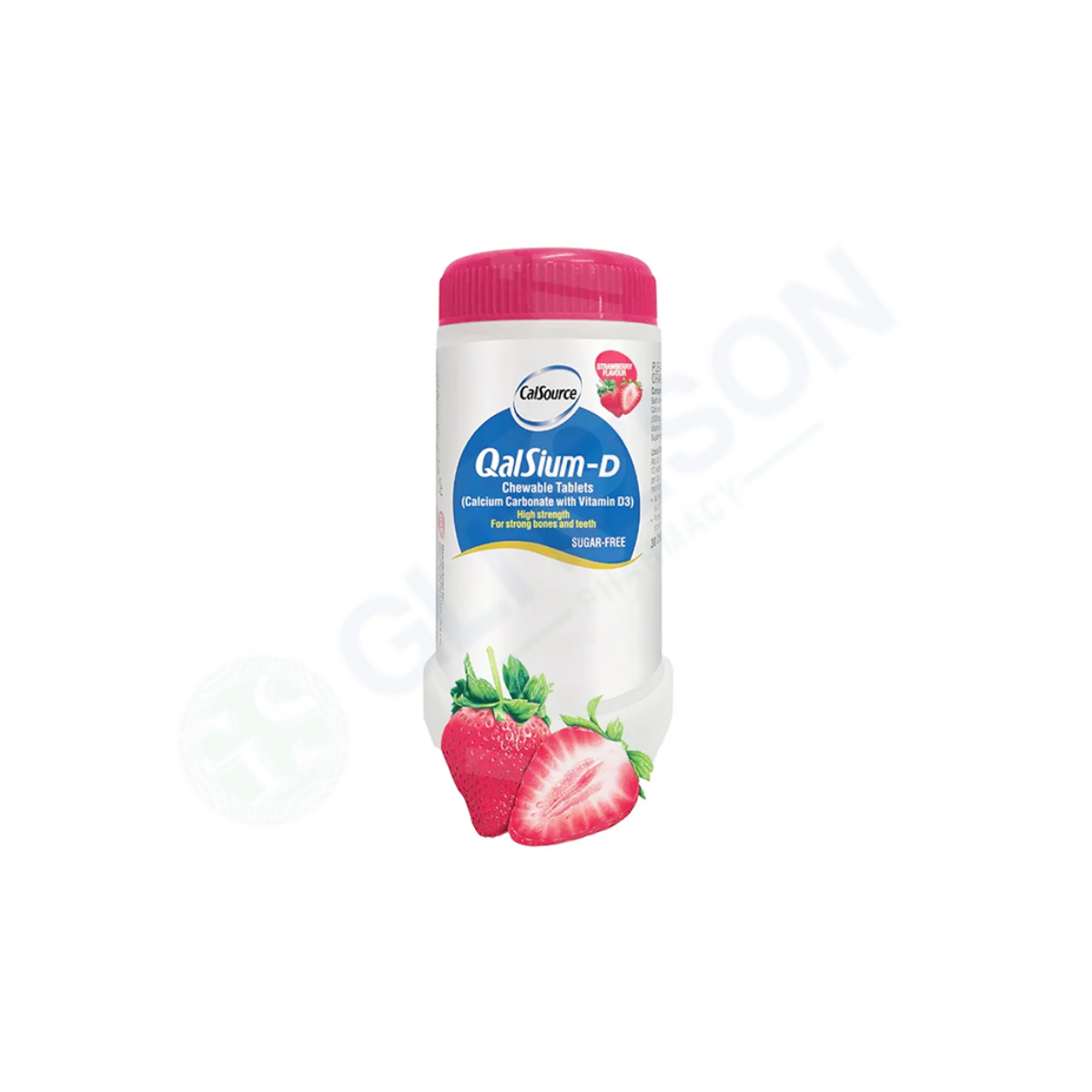 Qalsium-D Strawberry Flavour Tablets (1 Bottle = 40 Tablets)