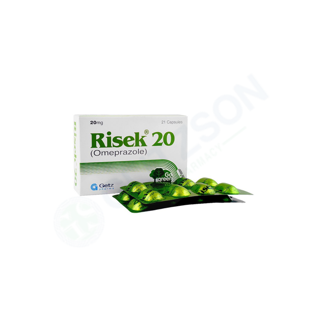 Risek Capsules 20mg (1 Strip = 7 Capsules) Hover Image