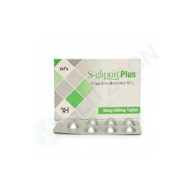 S-Gliptin Plus Tablets 50mg+500mg (1 Strip = 7 Tablets) Hover Image