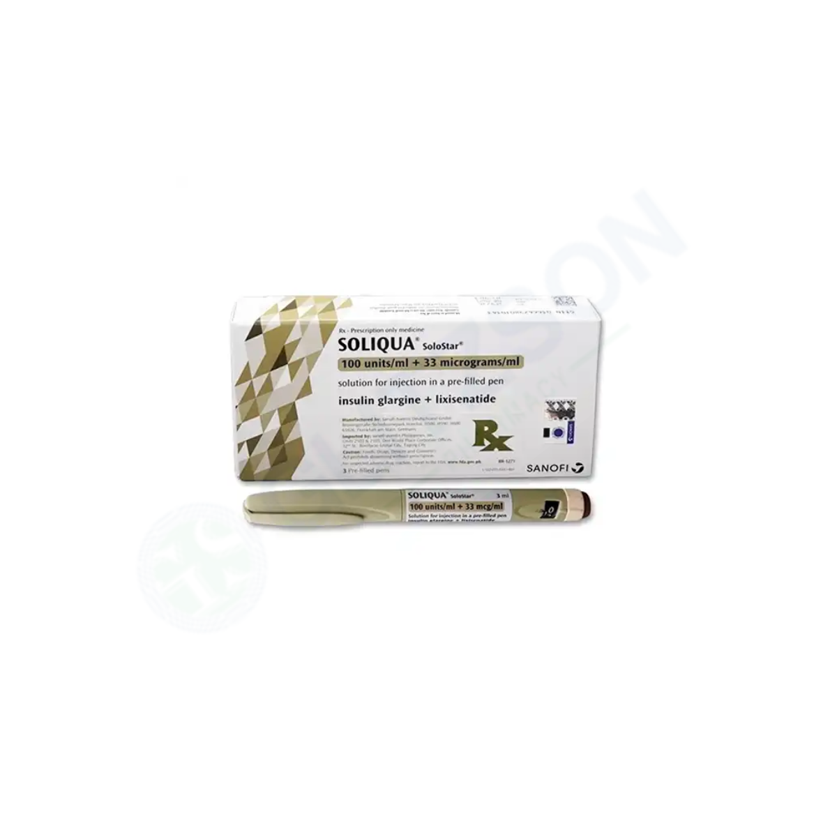 Soliqua Olive Pen Injection 100Iu/33Mcg (1 Box = 1 Injection)