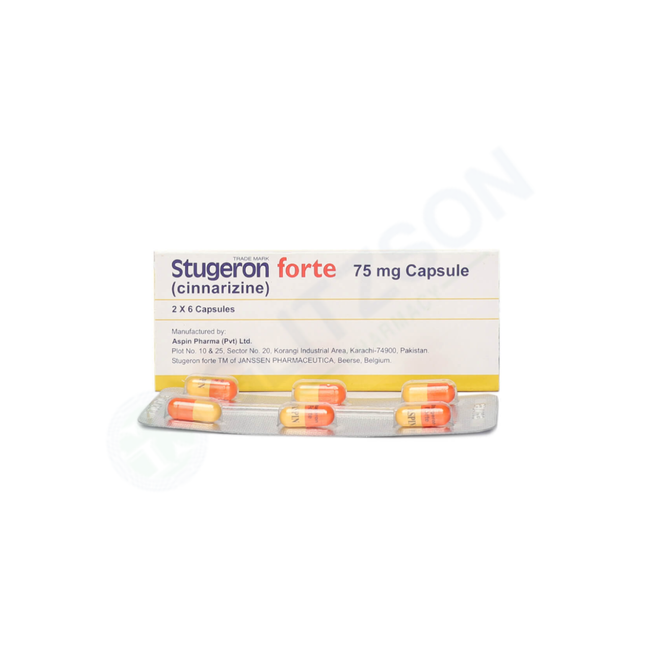 Stugeron Forte Capsules 75mg (1 Box = 2 Strips) (1 Strip = 6 Capsules) Hover Image