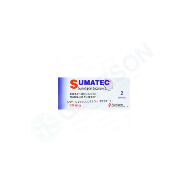 Sumatec Tablets 50mg (1 Box = 1 Strip)(1 Strip = 2 Tablets) Hover Image