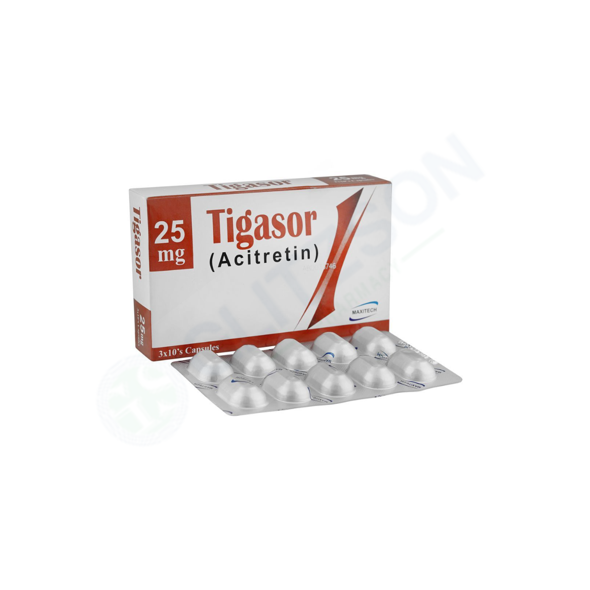 Tigasor Capsules 25mg (1 Strip = 10 Capsules)