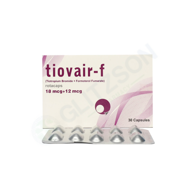 Tiovair-F Capsules 18mcg+12mcg (1 Strip = 10 Capsules) Hover Image