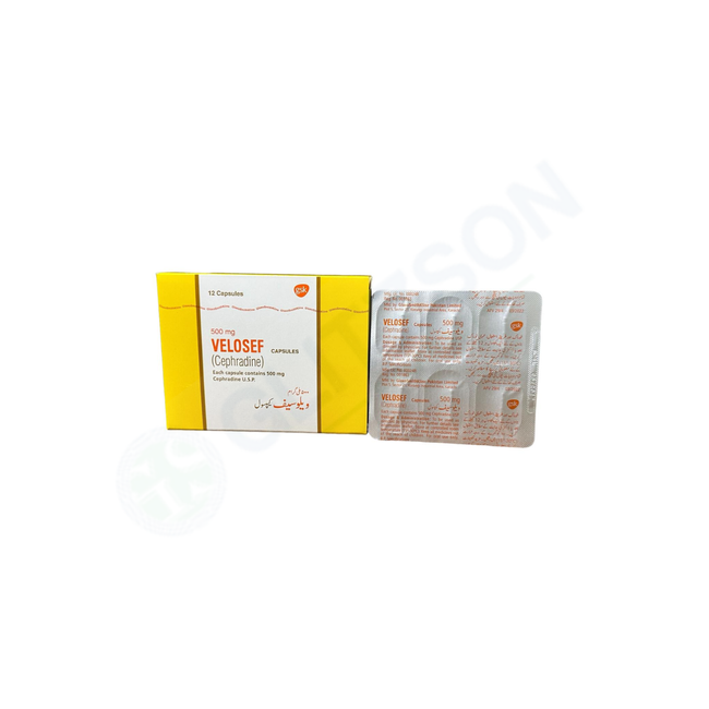 Velosef Capsules 500mg (1 Strip = 6 Capsules) Hover Image