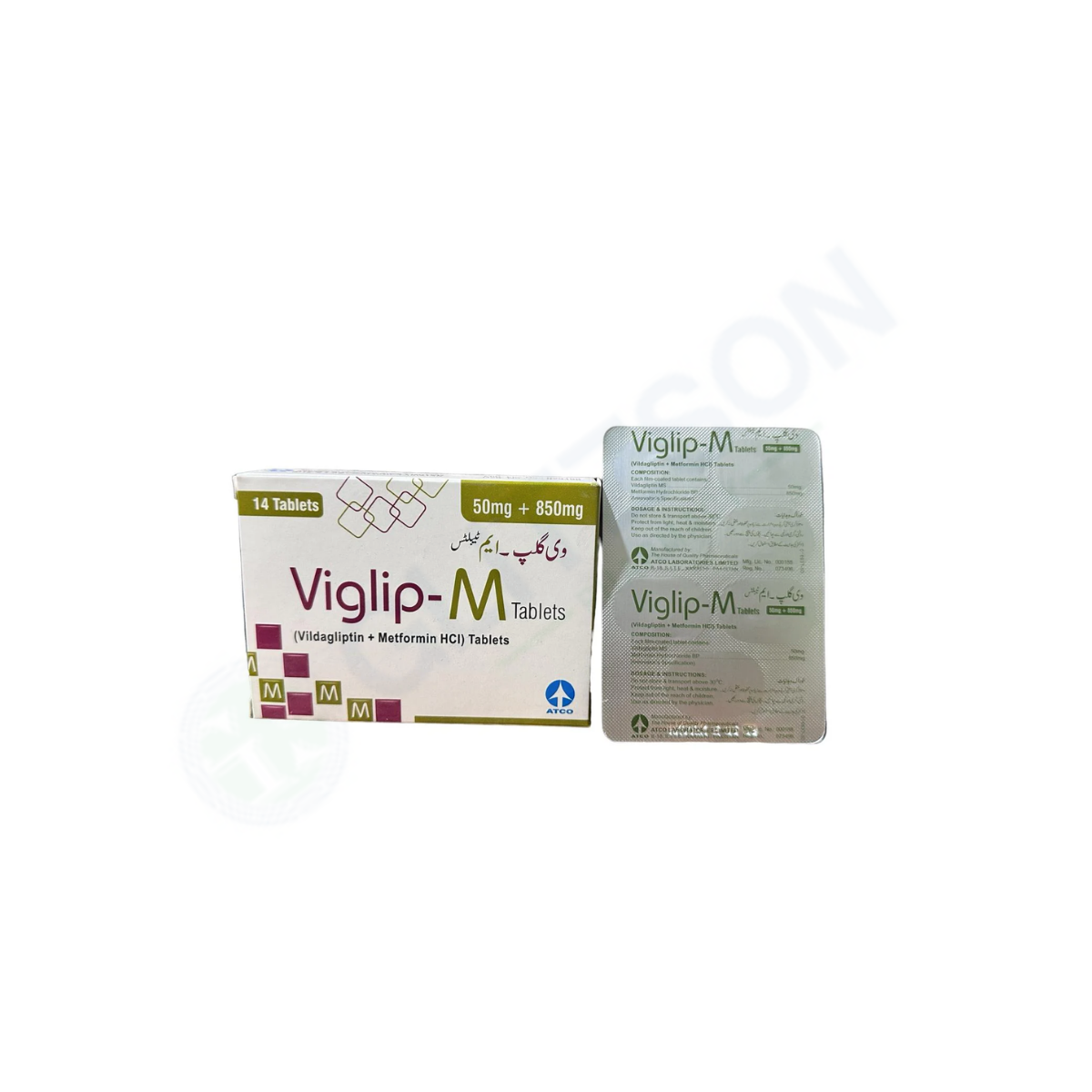 Viglip-M Tablets 50mg/850mg (1 Box = 2 Strips) (1 Strip = 7 Tablets)