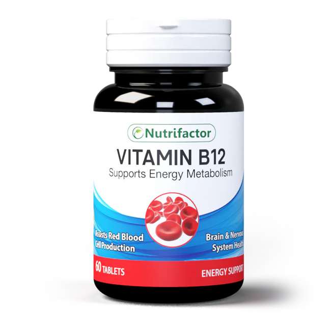 Nutrifactor Vitamin B12 Tablets (1 Bottle = 60 Tablets) Hover Image